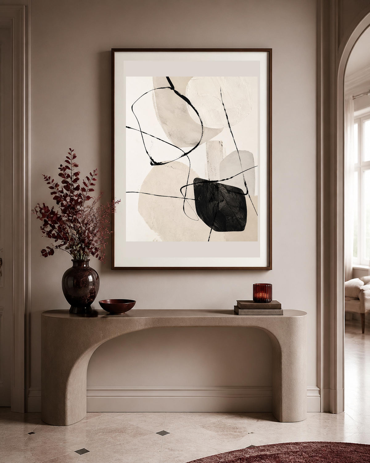 Poster digitale segni astratti in bianco e nero - Segni in Equilibrio, file da stampare