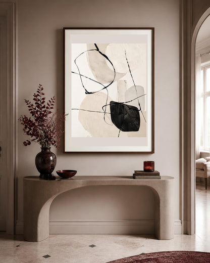 Poster digitale segni astratti in bianco e nero - Segni in Equilibrio, file da stampare
