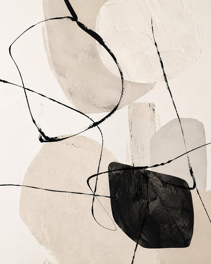Poster digitale segni astratti in bianco e nero - Segni in Equilibrio, file da stampare