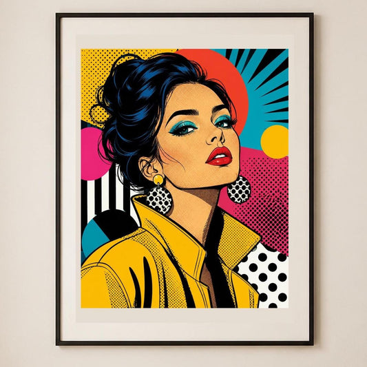 Poster digitale ritratto femminile pop - Icona in Giallo, file da stampare