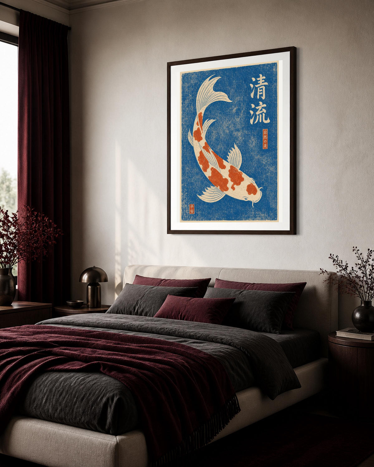 Poster digitale: carpa koi nel torrente blu da stampare – Carpa Koi nel Torrente Blu