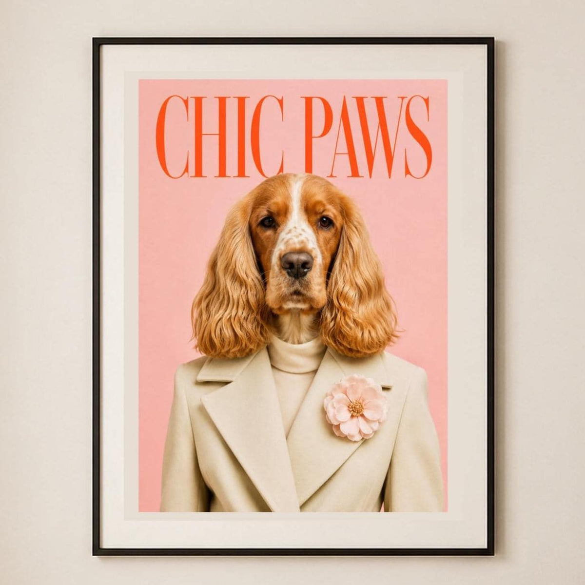 Cocker spaniel su sfondo rosa, poster digitale da stampare – La Dama Cocker in Rosa