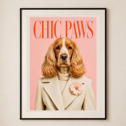 Cocker spaniel su sfondo rosa, poster digitale da stampare – La Dama Cocker in Rosa