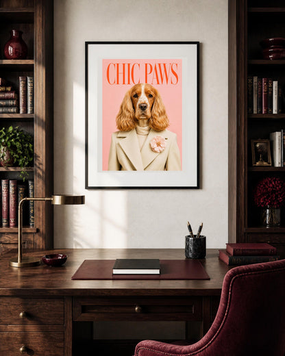 Cocker spaniel su sfondo rosa, poster digitale da stampare – La Dama Cocker in Rosa