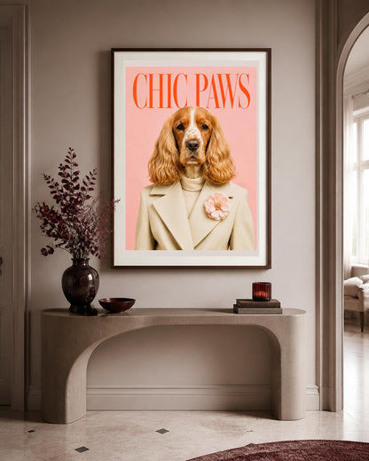 Cocker spaniel su sfondo rosa, poster digitale da stampare – La Dama Cocker in Rosa