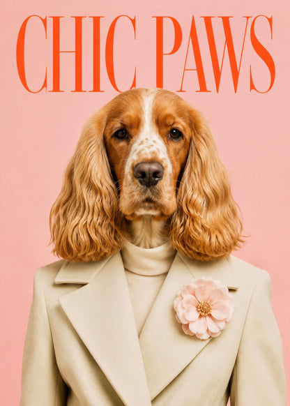 Cocker spaniel su sfondo rosa, poster digitale da stampare – La Dama Cocker in Rosa