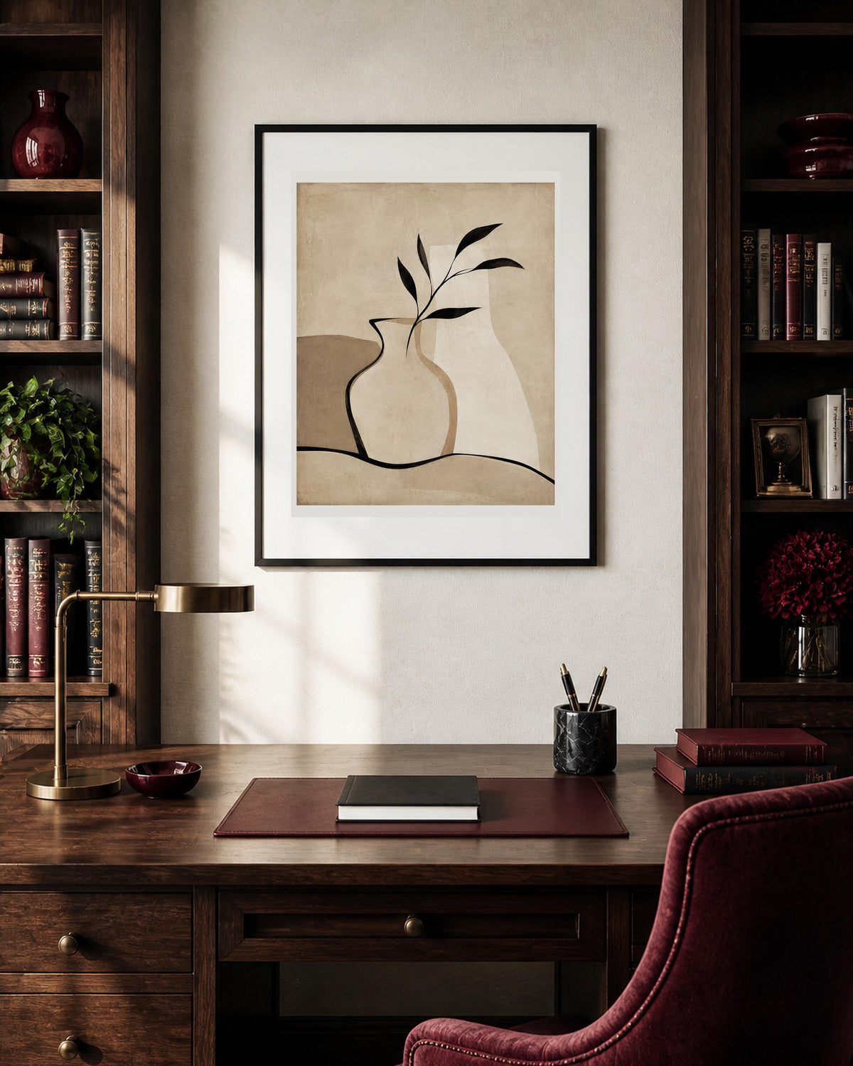 Poster digitale vaso lineare con ramo - Vaso e Ramo, file da stampare