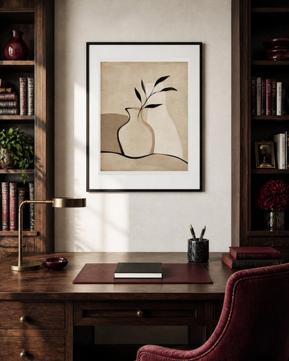 Poster digitale vaso lineare con ramo - Vaso e Ramo, file da stampare