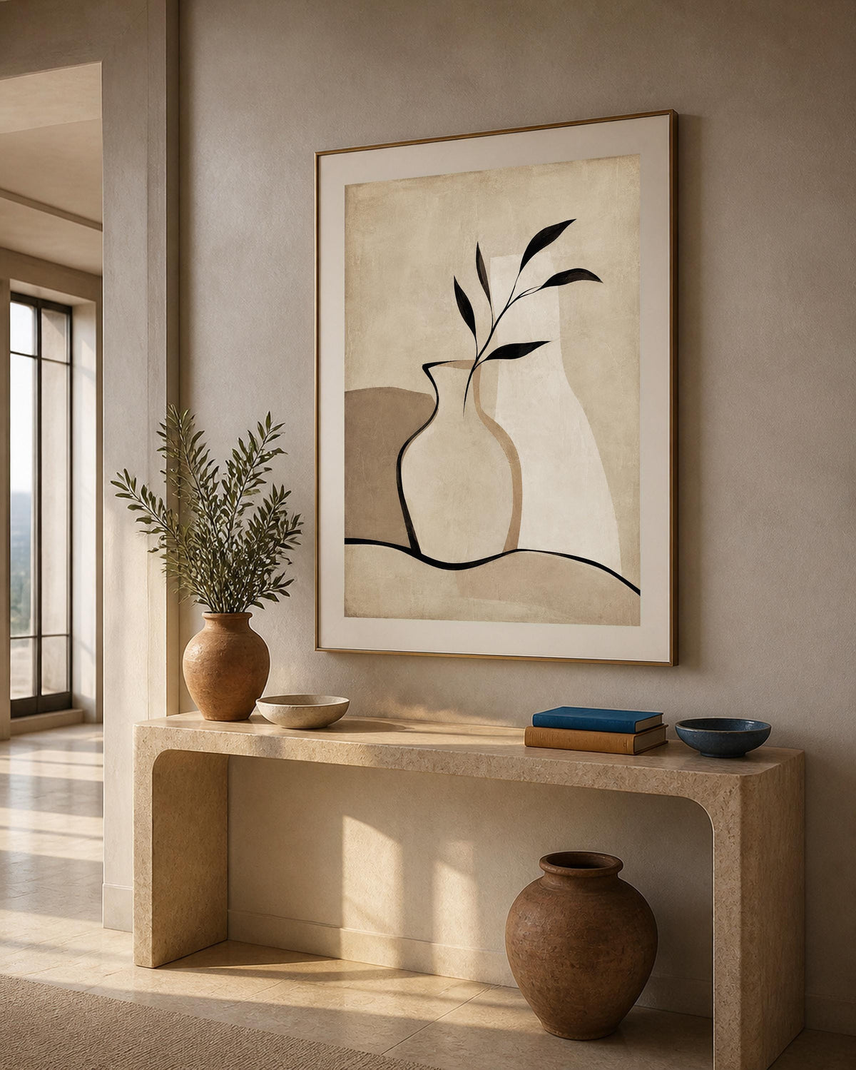 Poster digitale vaso lineare con ramo - Vaso e Ramo, file da stampare