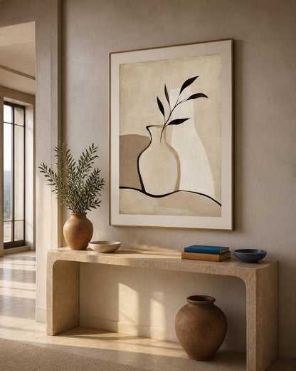Poster digitale vaso lineare con ramo - Vaso e Ramo, file da stampare