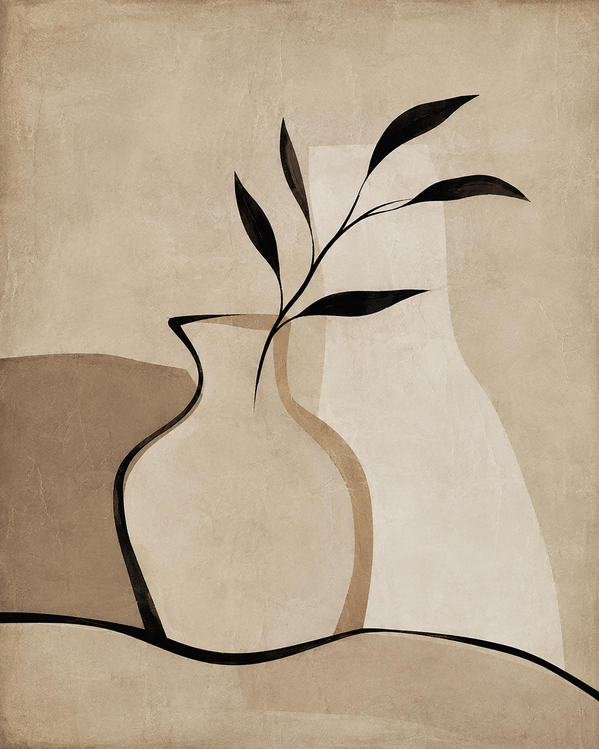 Poster digitale vaso lineare con ramo - Vaso e Ramo, file da stampare