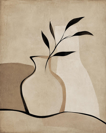 Poster digitale vaso lineare con ramo - Vaso e Ramo, file da stampare
