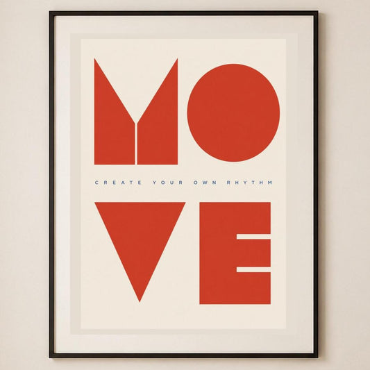 Poster digitale Create Your Own Rhythm, arte geometrica Bauhaus rossa