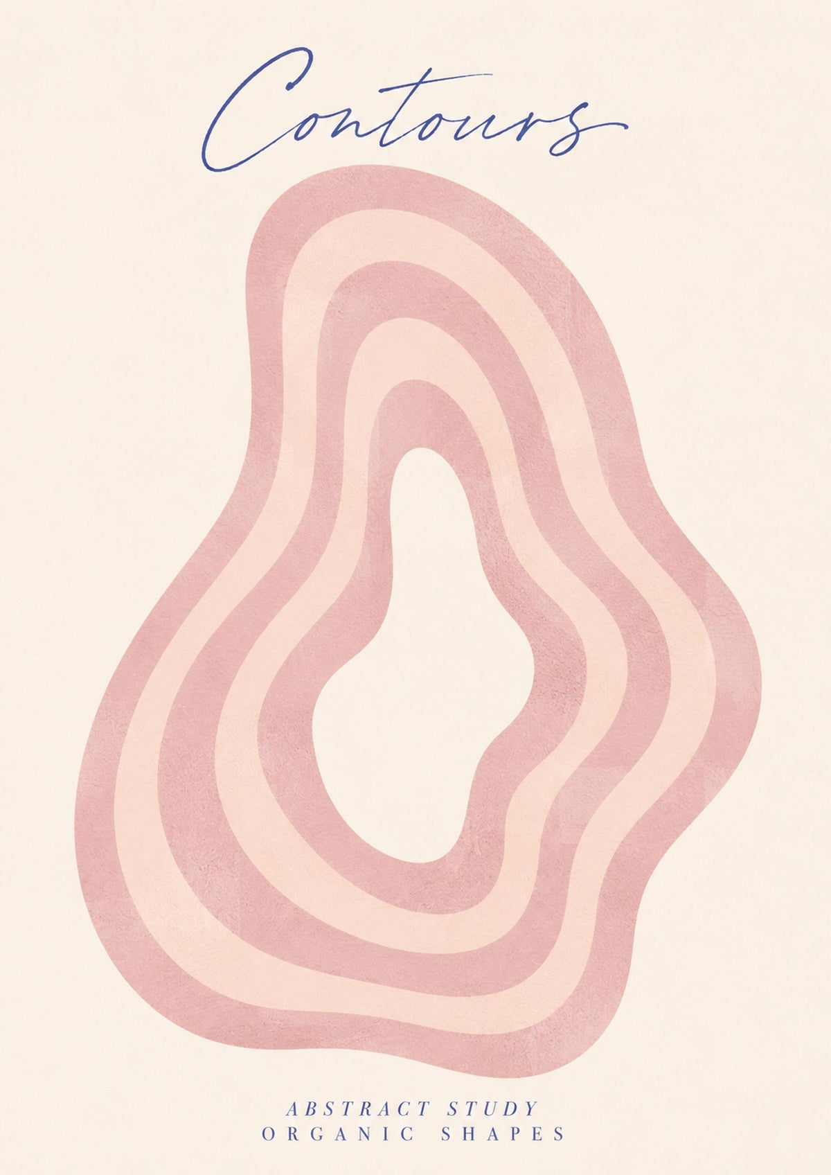 Poster digitale Contours con forme organiche rosa, arte astratta da stampare