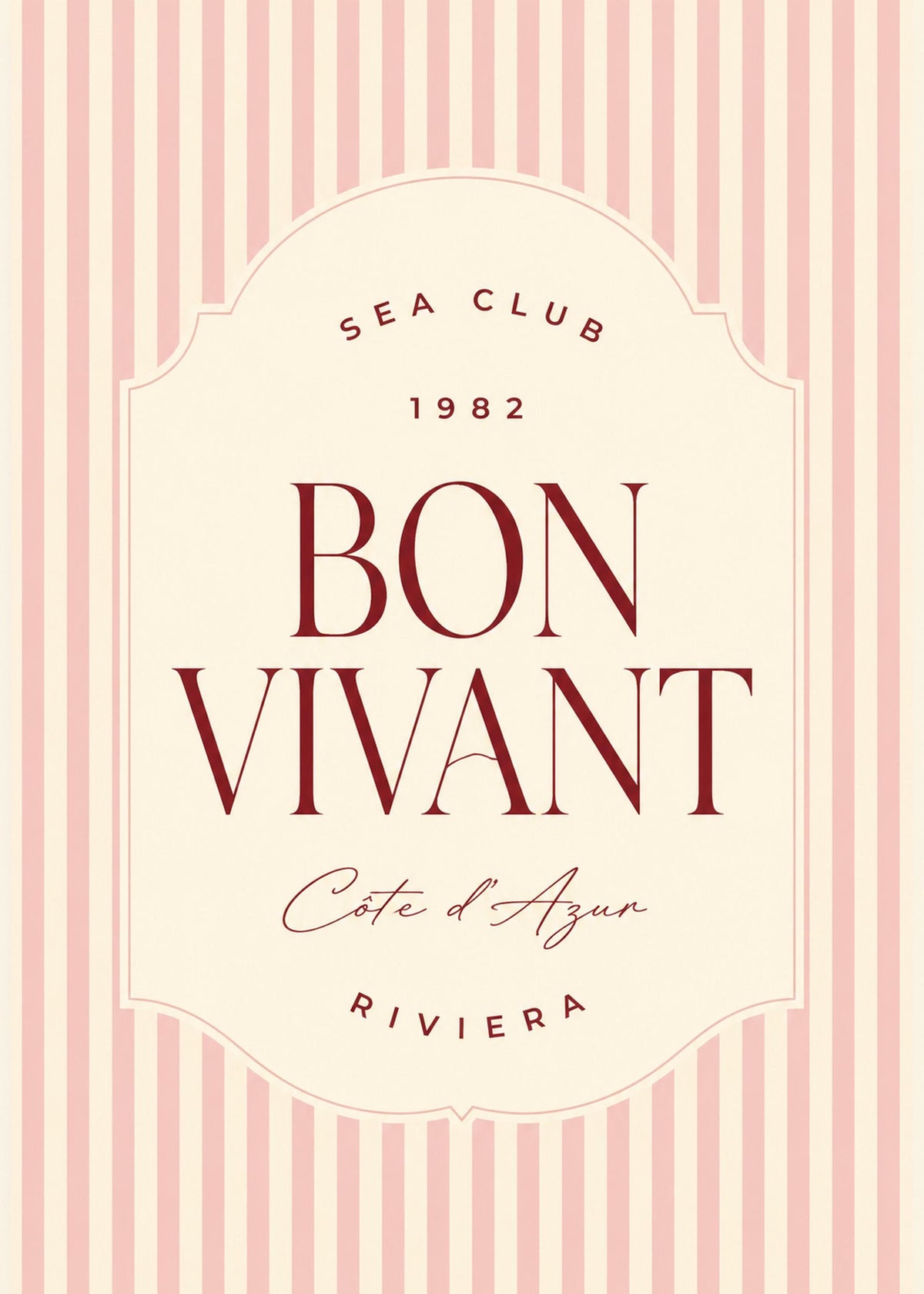 Poster digitale Bon Vivant Costa Azzurra, tipografia retrò da viaggio