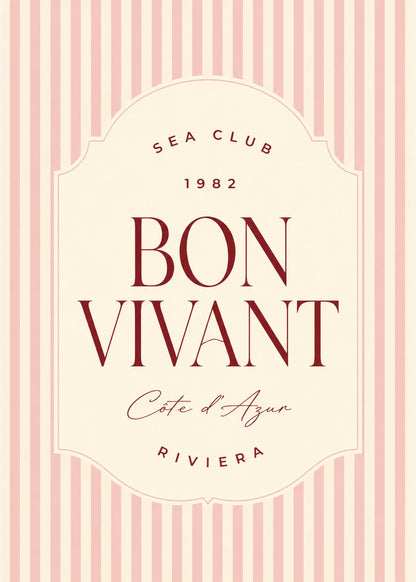 Poster digitale Bon Vivant Costa Azzurra, tipografia retrò da viaggio