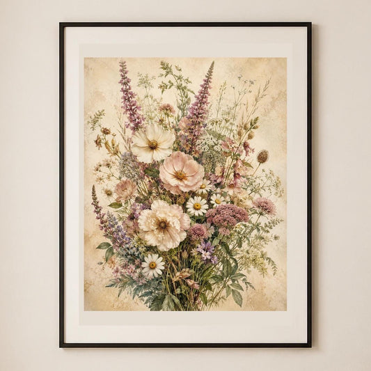 Poster digitale bouquet di fiori di campo - Prato Fiorito, file da stampare