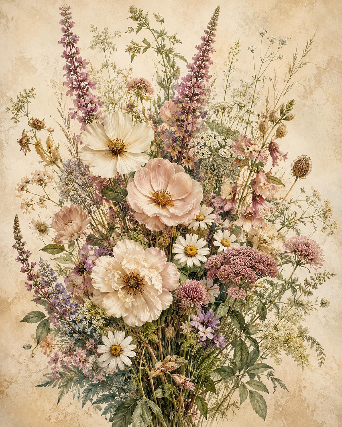 Poster digitale bouquet di fiori di campo - Prato Fiorito, file da stampare