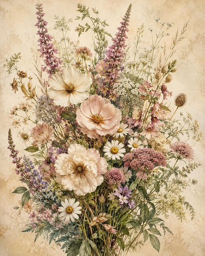 Poster digitale bouquet di fiori di campo - Prato Fiorito, file da stampare