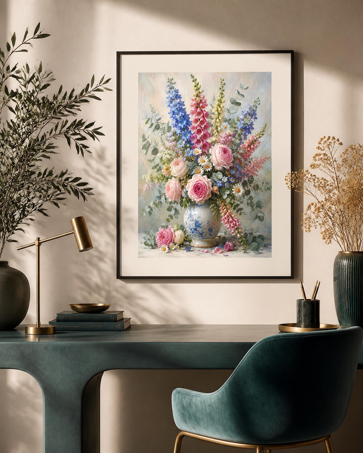 Poster digitale bouquet di rose e fiori di campo - Bouquet di Primavera, file da stampare