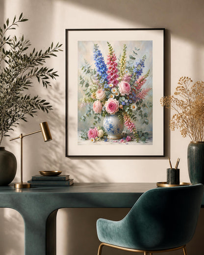 Poster digitale bouquet di rose e fiori di campo - Bouquet di Primavera, file da stampare