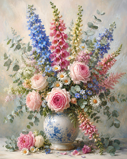 Poster digitale bouquet di rose e fiori di campo - Bouquet di Primavera, file da stampare