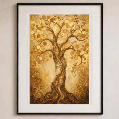 Poster digitale albero dorato decorativo - Albero della Luce, file da stampare