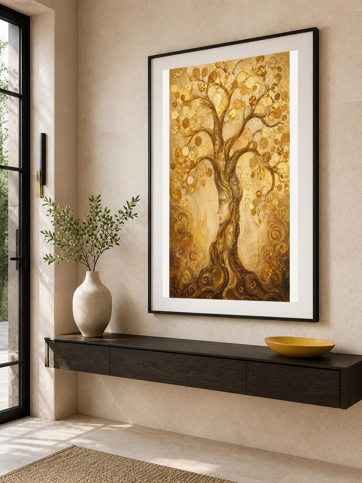 Poster digitale albero dorato decorativo - Albero della Luce, file da stampare