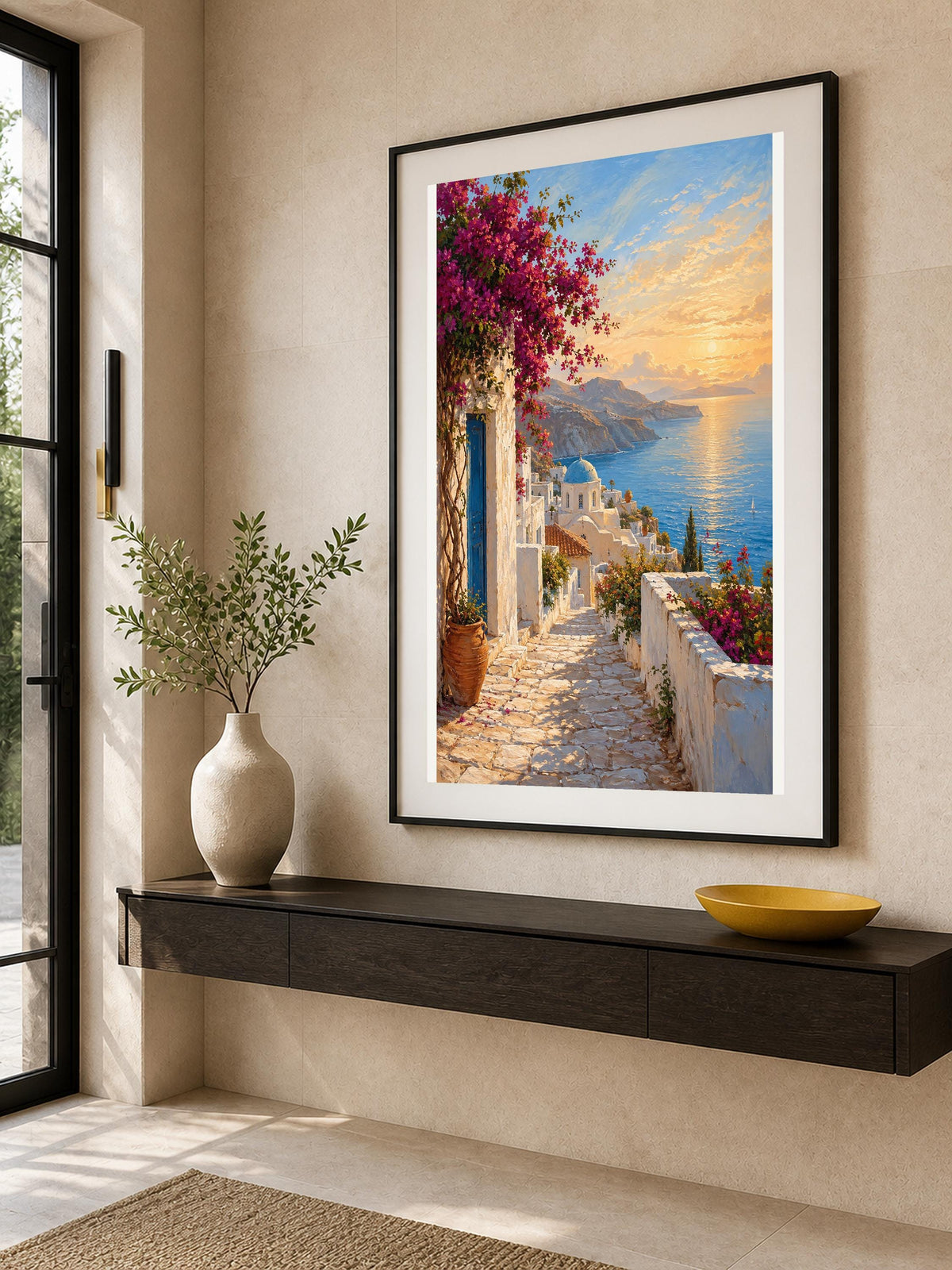 Poster digitale borgo mediterraneo sul mare - Scala verso l'Egeo, file da stampare