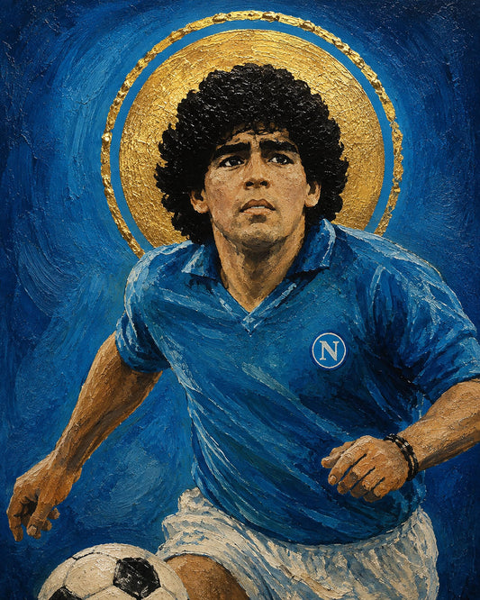 Poster digitale calciatore in corsa con pallone - Corsa del Campione, file da stampare
