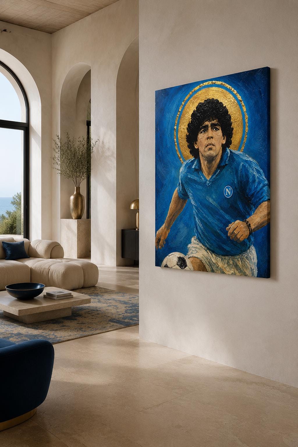 Poster digitale calciatore in corsa con pallone - Corsa del Campione, file da stampare