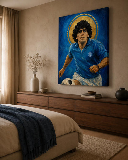 Poster digitale calciatore in corsa con pallone - Corsa del Campione, file da stampare