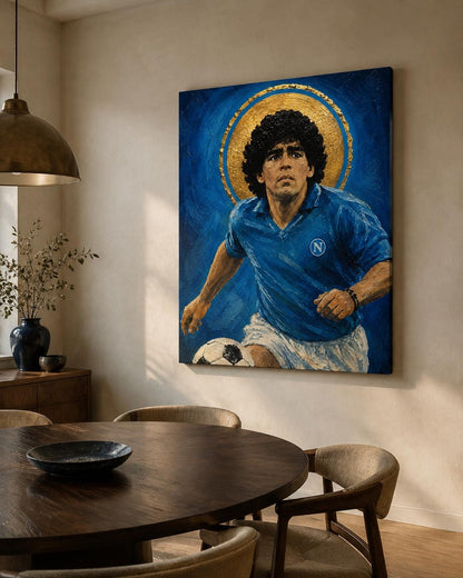 Poster digitale calciatore in corsa con pallone - Corsa del Campione, file da stampare