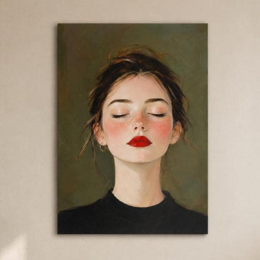 Poster digitale ritratto femminile luminoso con rossetto rosso - Rossetto Rosso II, file da stampare