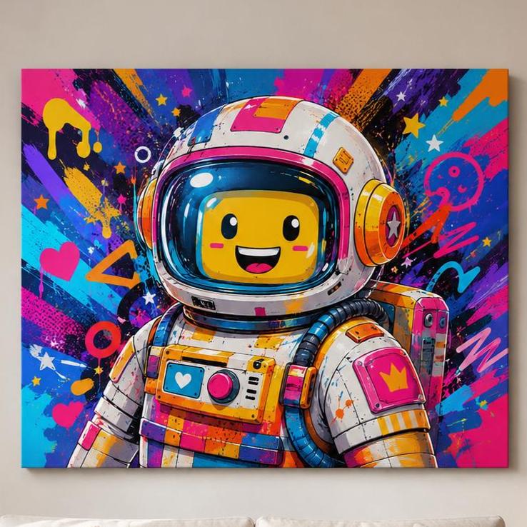 Poster digitale astronauta robot colorato - Astronauta Pop, file da stampare
