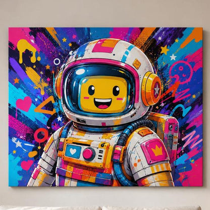 Poster digitale astronauta robot colorato - Astronauta Pop, file da stampare