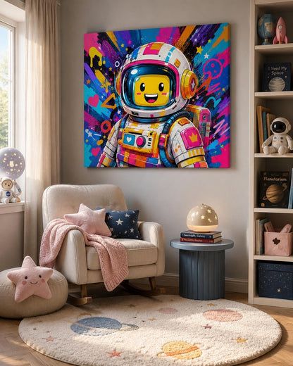 Poster digitale astronauta robot colorato - Astronauta Pop, file da stampare