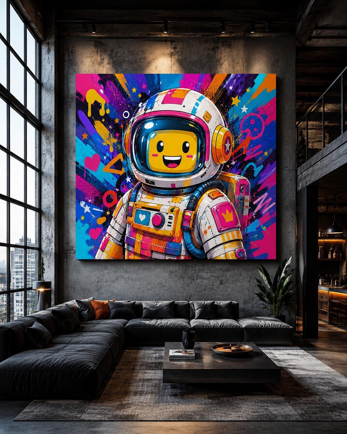 Poster digitale astronauta robot colorato - Astronauta Pop, file da stampare