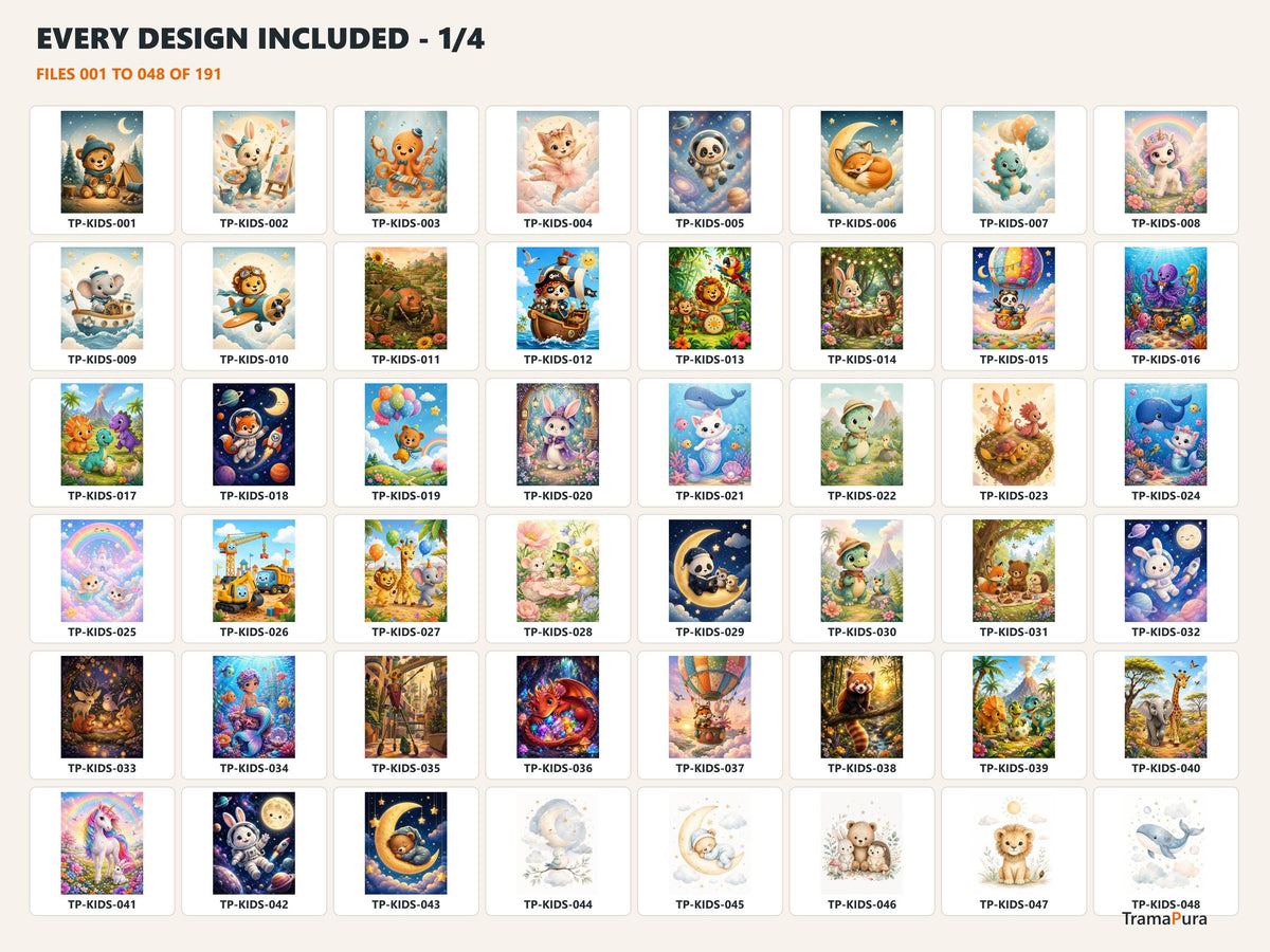 Bundle 191 Stampe Digitali Bambini, Wall Art Cameretta, Animali, Spazio, Dinosauri e Poster Educativi