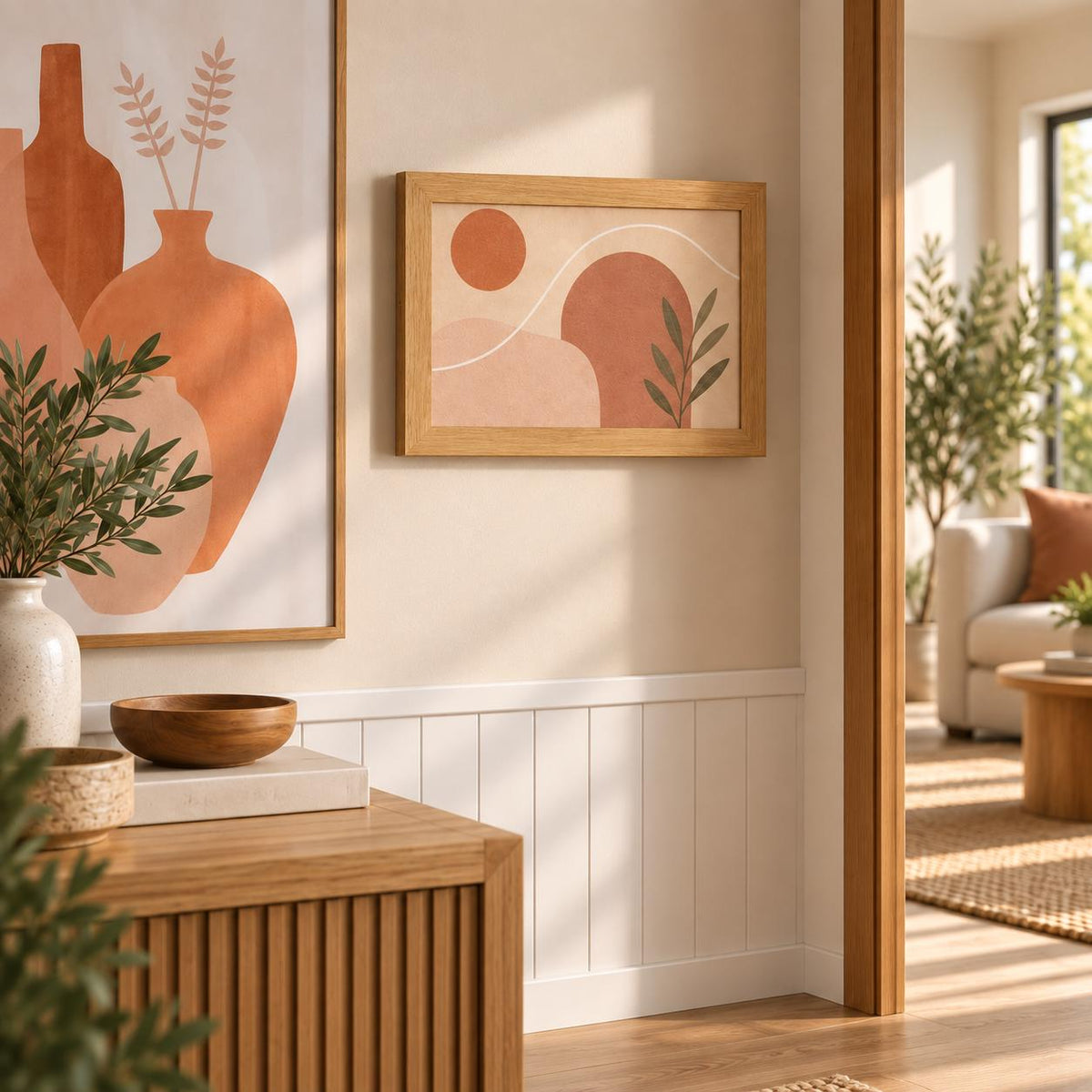 Copricontatore apribile con fiori vintage color senape, cornice o tela