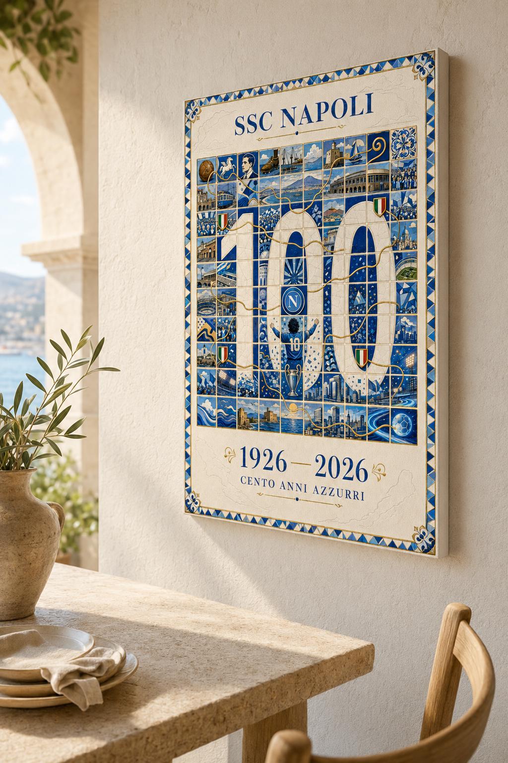 SSC Napoli 100 anni – Poster celebrativo vintage: vista 2 del prodotto