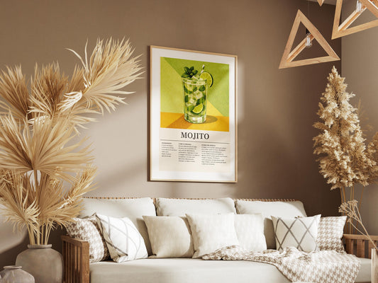 Poster Mojito Vintage con Ricetta: vista 2 del prodotto