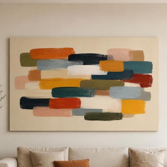Quadro Astratto con Pennellate Colorate: stampa artistica da parete