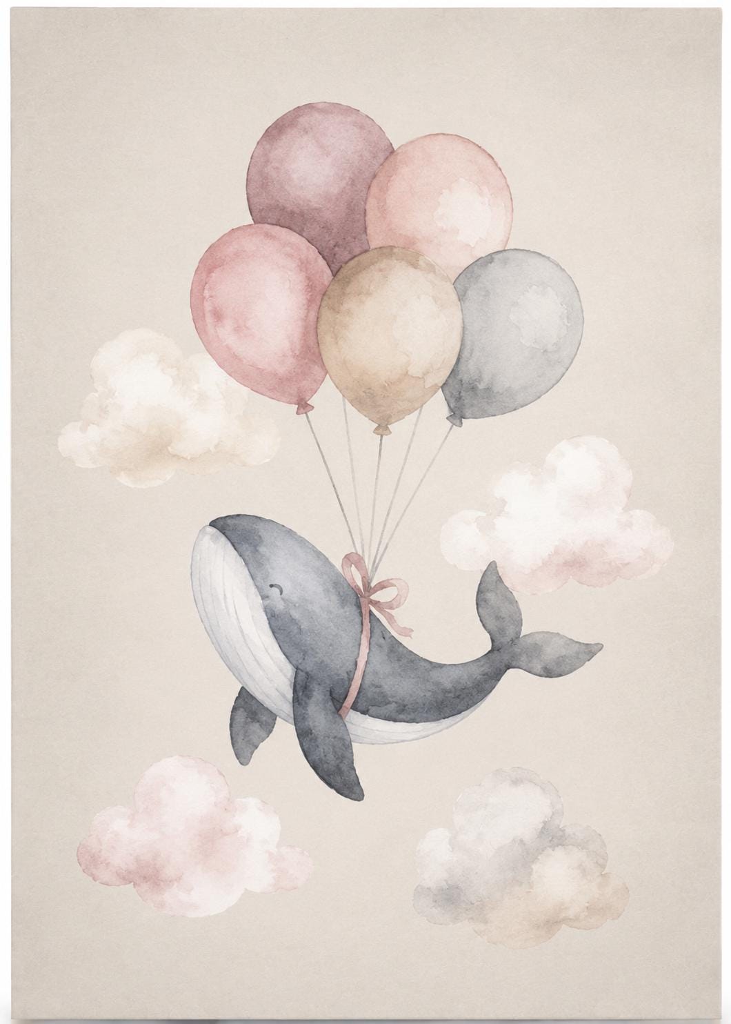 Quadro balena con palloncini per cameretta: vista 4 del prodotto
