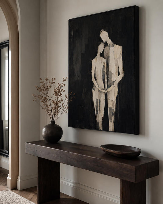 Coppia astratta in bianco e nero – Quadro romantico: vista 2 del prodotto