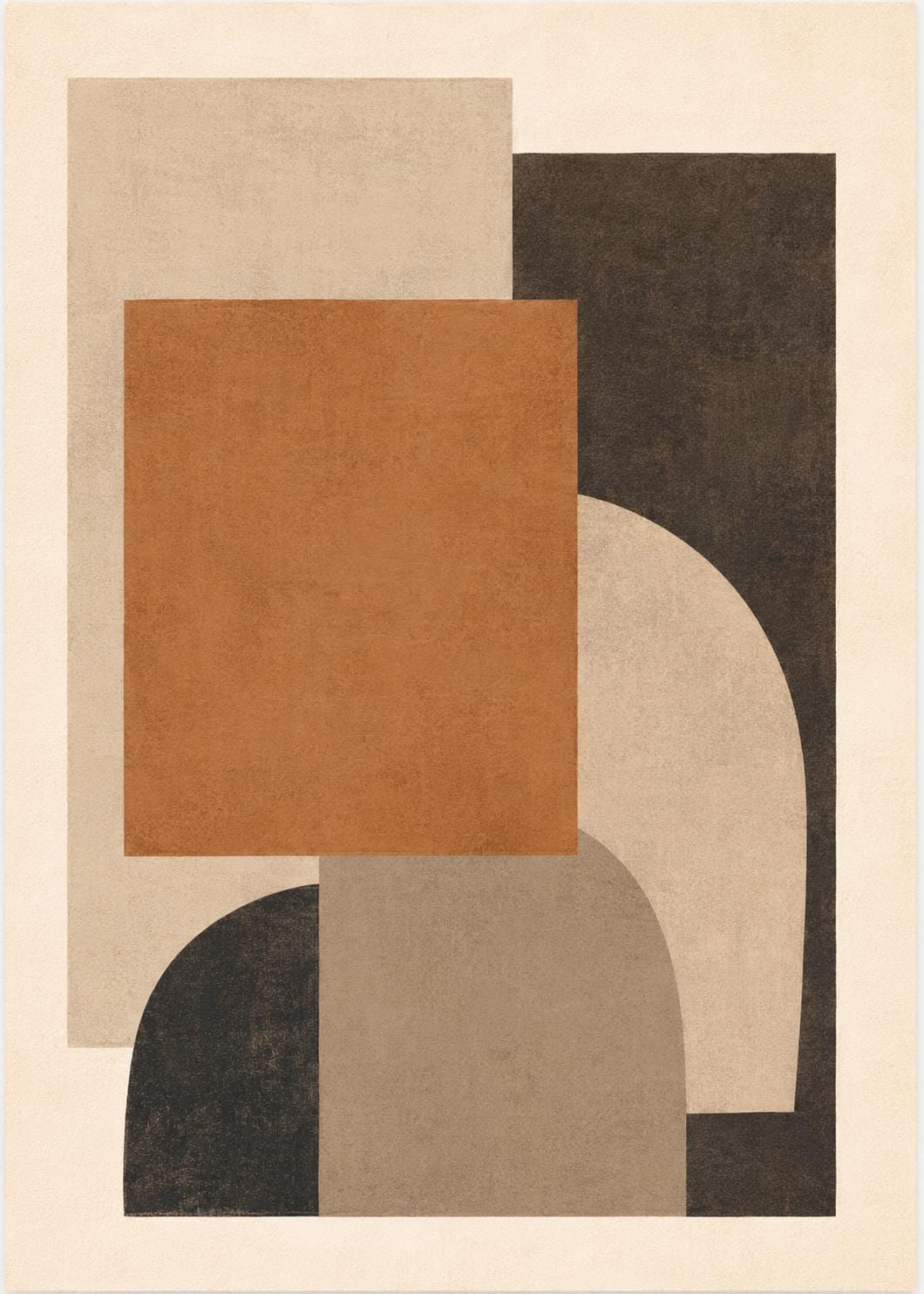 Quadro astratto geometrico beige e terracotta: vista 3 del prodotto