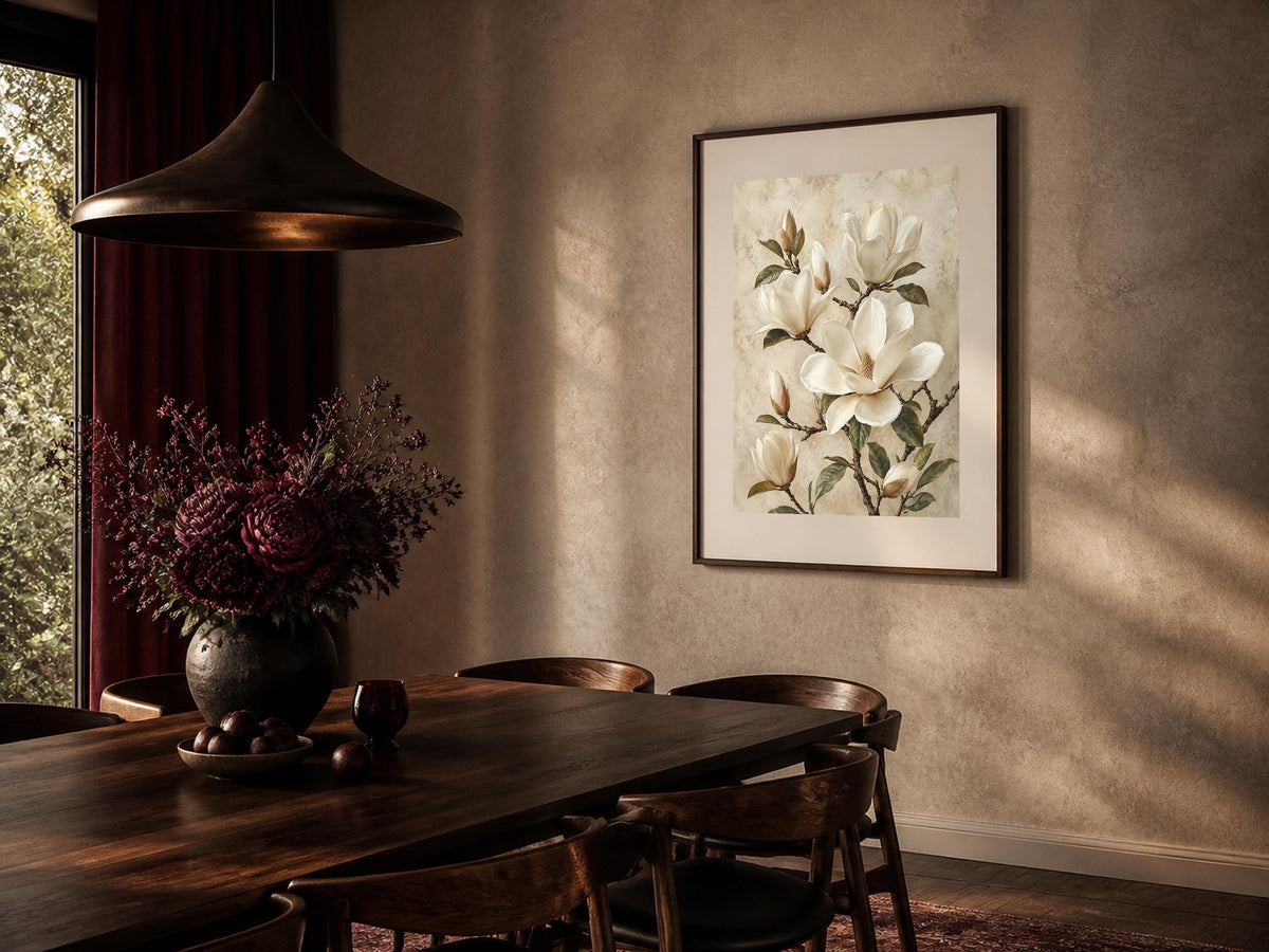 Magnolie d'Avorio, arte botanica — stampa senza cornice, stampa incorniciata o tela