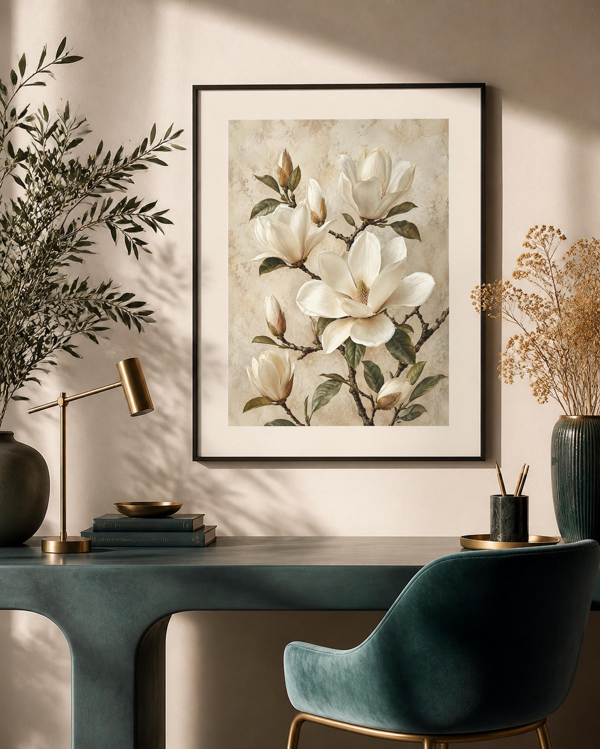 Magnolie d'Avorio, arte botanica — stampa senza cornice, stampa incorniciata o tela