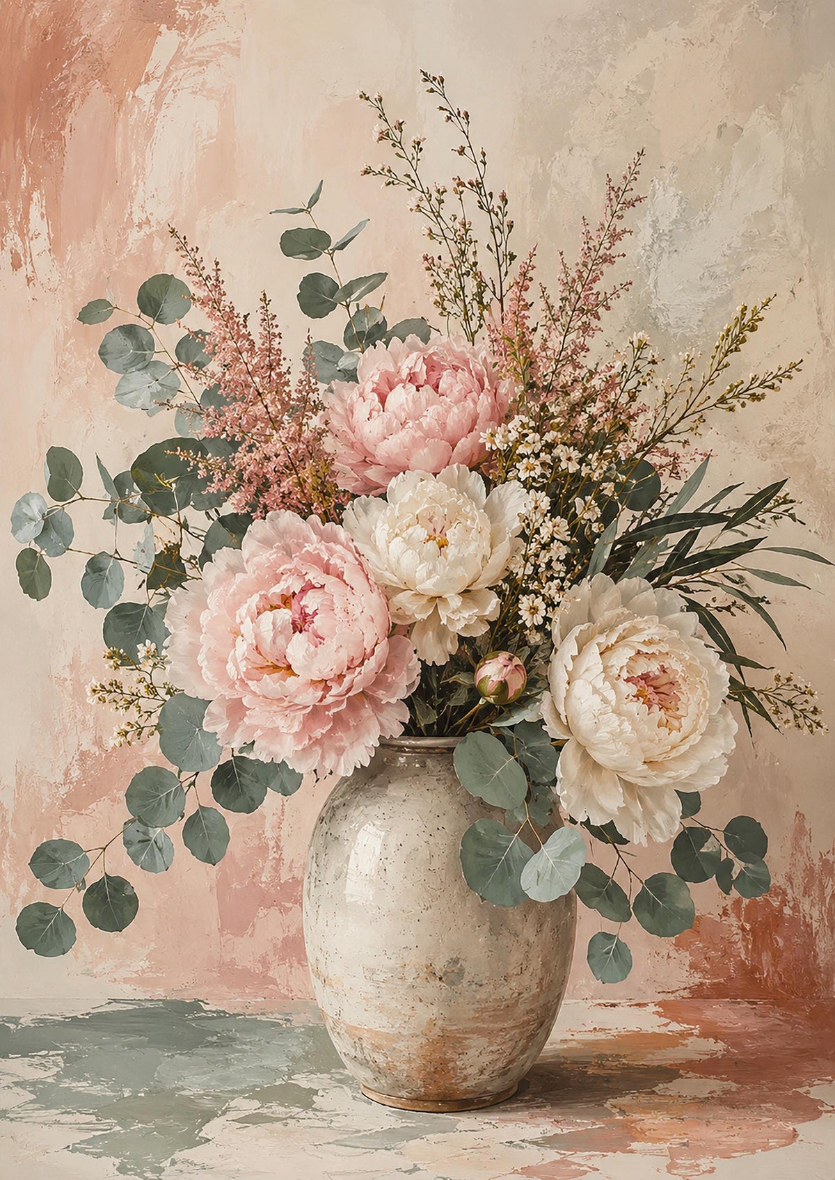 Peonie Rosa Antico, bouquet di peonie — stampa senza cornice, stampa incorniciata o tela