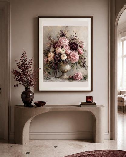 Quadro ricco bouquet di peonie - Peonie al Crepuscolo, stampa, tela o cornice